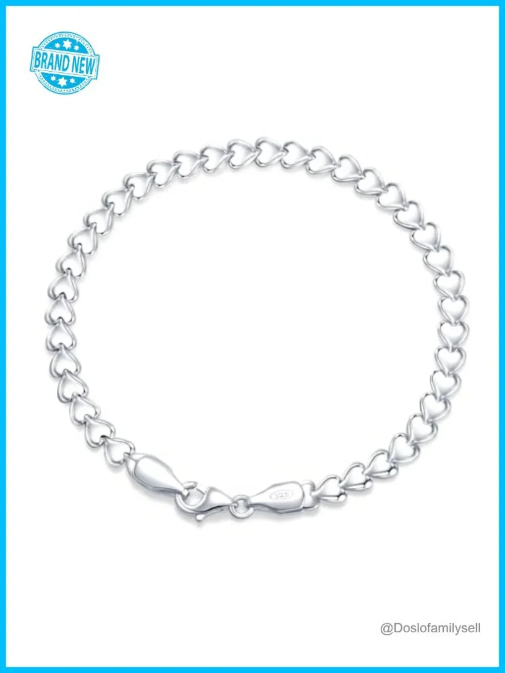 Dainty Sterling Silver Heart Friendship Bracelet Stackable Minimalist